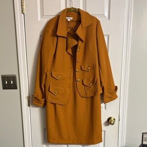 Joan Rivers Burnt Orange Dress with Jacket with Gold Buttons Sz L